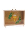 Urne en bois avec Impression d'un "Calice" sur Verre Transparent - Dimensions : 35 x 7,5 x 30 cm