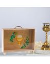 Urne en bois avec Impression d'un "Calice" sur Verre Transparent - Dimensions : 35 x 7,5 x 30 cm