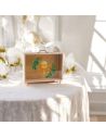 Urne en bois avec Impression d'un "Calice" sur Verre Transparent - Dimensions : 35 x 7,5 x 30 cm