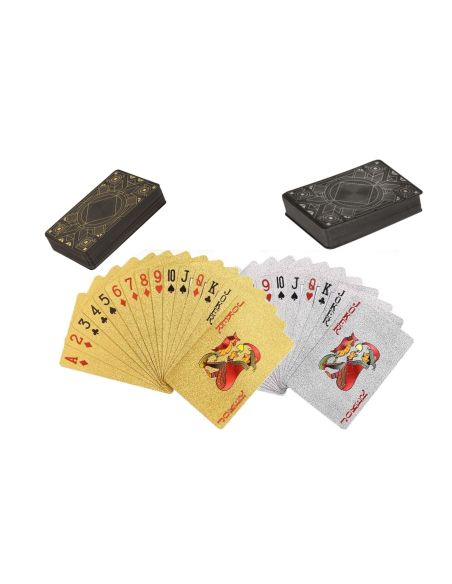 Jeux de 54 Cartes Deluxe à Jouets - Existe en 2 Couleurs : Argentées ou Dorées