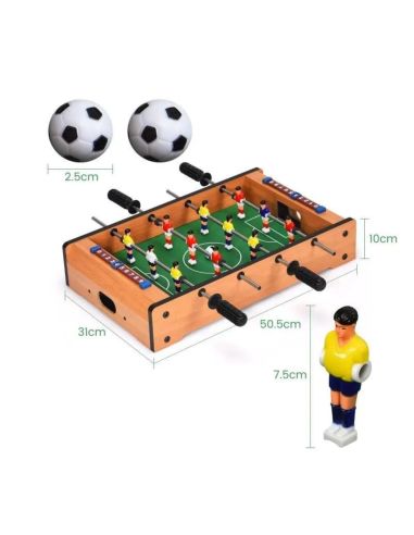 Jeu De Table Baby-Foot avec 2 Panneaux de Score et 2 Balles / Matière : Bois, Métal et Plastique Haute Résistance / Dimensions :