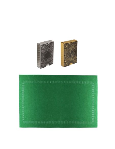 Pack de 2 Jeux de 54 Cartes Deluxe Argentées et Dorées Imperméables + Tapis pour Jeux de Cartes