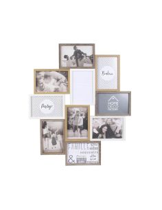 Objet de Décoration - Cadre Photo Multiple Pêle-Mêle 10 Vues - Dimensions : 47 x 55 x 2,8 cm