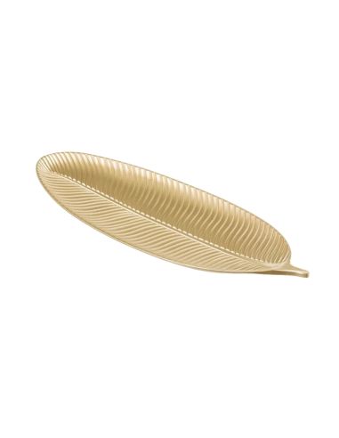 Plateau en Bois MDF Dorée en Forme de Feuille - Dimensions : 60 x 22 x 3 cm