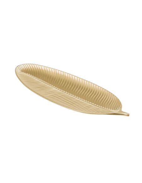 Plateau en Bois MDF Dorée en Forme de Feuille - Dimensions : 60 x 22 x 3 cm