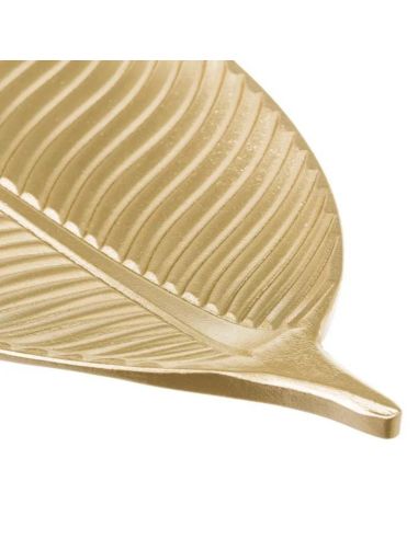 Plateau en Bois MDF Dorée en Forme de Feuille - Dimensions : 60 x 22 x 3 cm