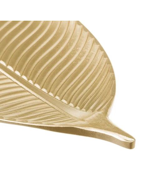 Plateau en Bois MDF Dorée en Forme de Feuille - Dimensions : 60 x 22 x 3 cm