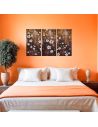 Impression sur Toile en 3 Parties Style Peinture Florale Structure en Bois - Dimensions d'une Partie : 55 x 3 x 100 cm
