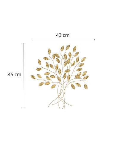 Décoration Murale Branches d'Arbre en Métal Doré - 44x46x1cm