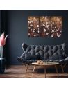Impression sur Toile en 3 Parties Style Peinture Florale Structure en Bois - Dimensions d'une Partie : 55 x 3 x 100 cm