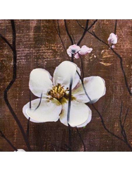 Impression sur Toile en 3 Parties Style Peinture Florale Structure en Bois - Dimensions d'une Partie : 55 x 3 x 100 cm
