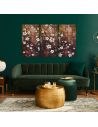Impression sur Toile en 3 Parties Style Peinture Florale Structure en Bois - Dimensions d'une Partie : 55 x 3 x 100 cm