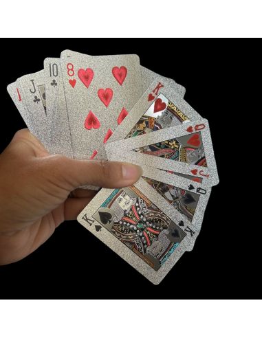 Jeux de 54 Cartes Deluxe à Jouets Etanches - Existe en 2 Couleurs : Argentées ou Dorées