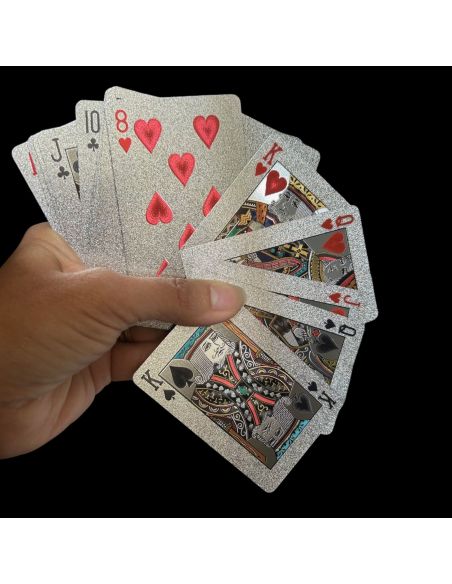Jeux de 54 Cartes Deluxe à Jouets Etanches - Existe en 2 Couleurs : Argentées ou Dorées