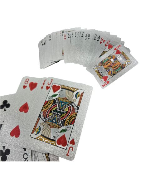 Jeux de 54 Cartes Deluxe à Jouets Etanches - Existe en 2 Couleurs : Argentées ou Dorées