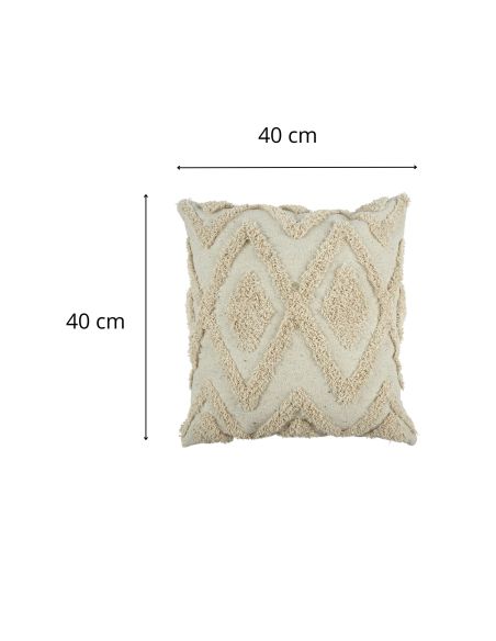 Coussin Ethnique Losanges en Relief - Dimensions : 40 x 40 cm