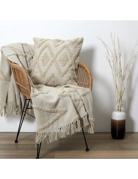 Coussin Ethnique Losanges en Relief - Dimensions : 40 x 40 cm