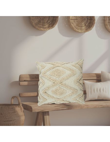 Coussin Ethnique Losanges en Relief - Dimensions : 40 x 40 cm