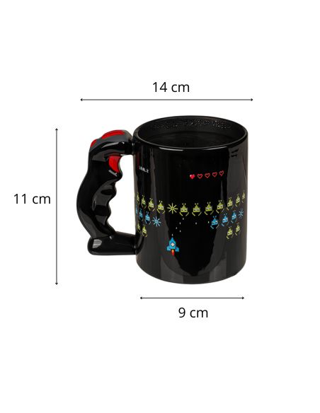 Mug "Power Up" avec Anse en Forme de Joystick - Dimensions : 14 x 9 x 11 cm