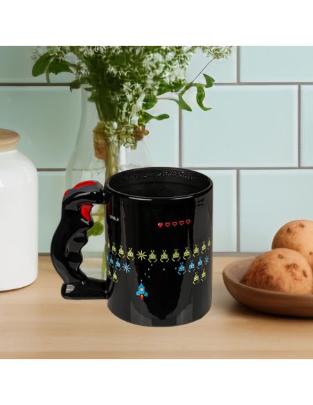 Mug "Power Up" avec Anse en Forme de Joystick - Dimensions : 14 x 9 x 11 cm