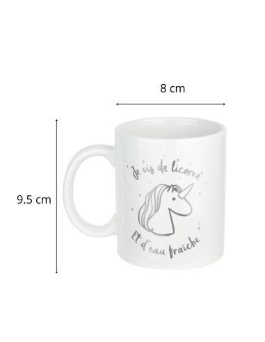 Mug Motif Licorne en céramique - 2 Modèles Disponibles - Dimensions : 11,5 x 8 x 10 cm