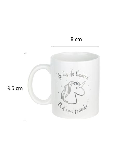 Mug Motif Licorne en céramique - 2 Modèles Disponibles - Dimensions : 11,5 x 8 x 10 cm