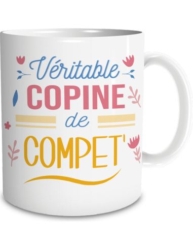 Mug "Véritable Copine de Compet' " - Dimensions : 11,5 x 8 x 9,5 cm