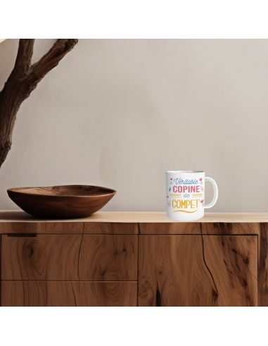 Mug "Véritable Copine de Compet' " - Dimensions : 11,5 x 8 x 9,5 cm