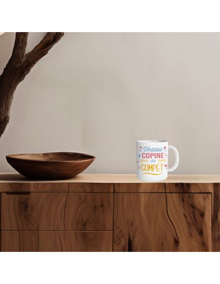 Mug "Véritable Copine de Compet' " - Dimensions : 11,5 x 8 x 9,5 cm