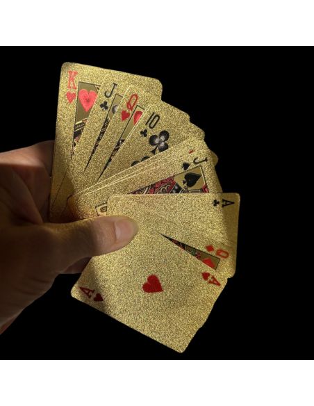 Lot de 2Jeux de 54 Cartes Deluxe à Jouer Imperméables - Couleur : Doré