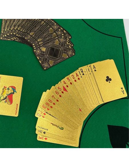 Lot de 2Jeux de 54 Cartes Deluxe à Jouer Imperméables - Couleur : Doré