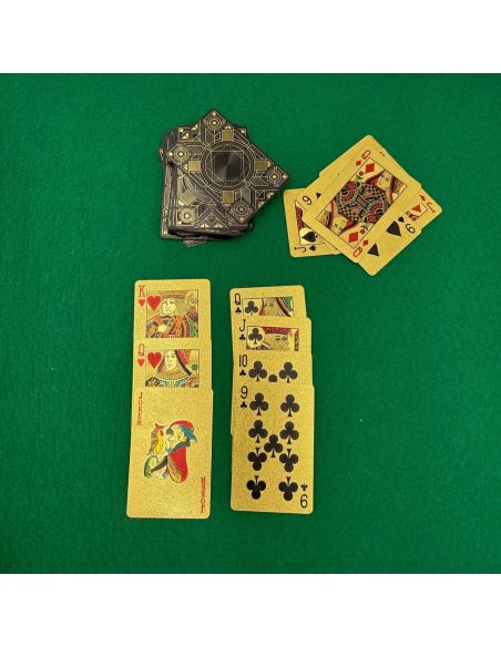 Lot de 2Jeux de 54 Cartes Deluxe à Jouer Imperméables - Couleur : Doré