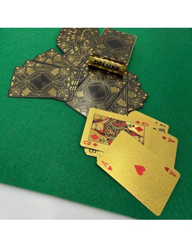 Lot de 2Jeux de 54 Cartes Deluxe à Jouer Imperméables - Couleur : Doré