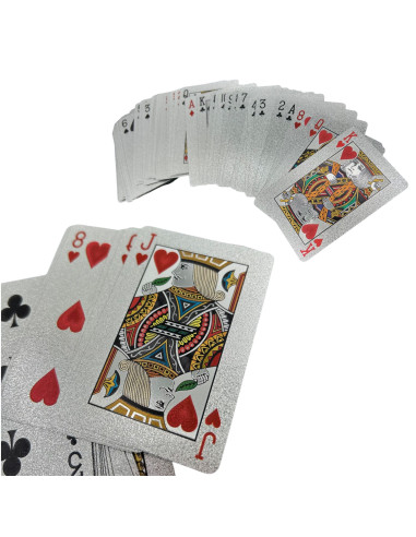 Lot de 2 Jeux de 54 Cartes Deluxe à Jouer Imperméables - Couleur : Argenté