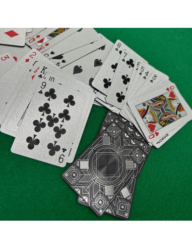 Lot de 2 Jeux de 54 Cartes Deluxe à Jouer Imperméables - Couleur : Argenté