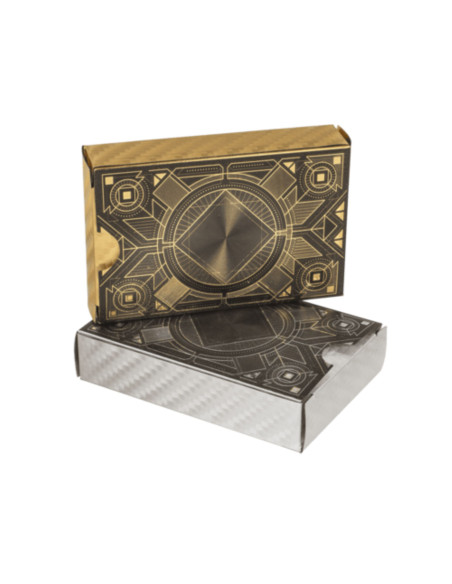 Lot de 2 de Jeux de 54 Cartes Deluxe à Jouer Imperméables - Couleurs : Argentées et Dorées