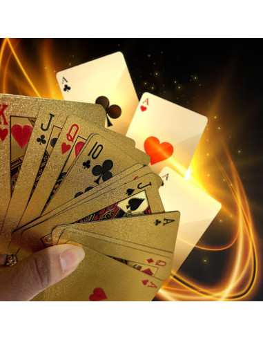 Lot de 2 de Jeux de 54 Cartes Deluxe à Jouer Imperméables - Couleurs : Argentées et Dorées