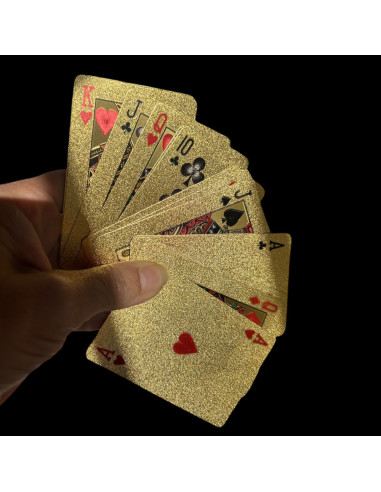 Lot de 2 de Jeux de 54 Cartes Deluxe à Jouer Imperméables - Couleurs : Argentées et Dorées