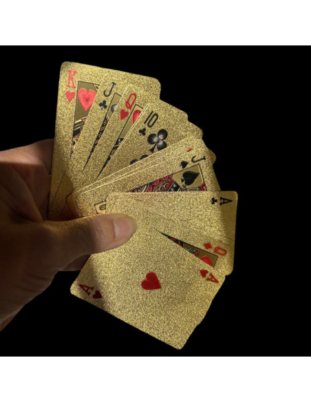 Lot de 2 de Jeux de 54 Cartes Deluxe à Jouer Imperméables - Couleurs : Argentées et Dorées
