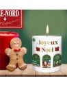 Bougie Ronde Parfumée " Joyeux Noël " - Dimensions : 8 x 8 x 9,5 cm