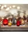 Plateau de photophores de Noêl - 4 verres déco + plateau en bois + petit sapin artificiel