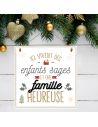 Plaque Murale en Bois Noel "Famille Heureuse" - Dimensions : 20x20x0,6 cm