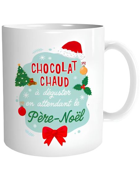 Mug "Un chocolat Chaud, à Déguster en Attendant le Père-Noël" - Dimensions : 12 x 9,7 x 8 cm