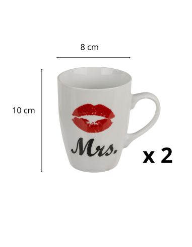 Coffret Mugs "Couples" - Dimensions : 11 x 8 x 10 cm