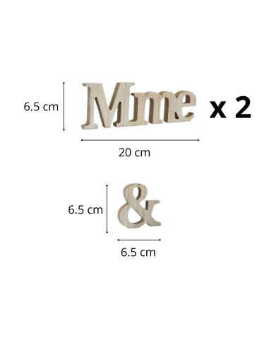 Mot à Poser 3D en Bois "Mr & Mme" - Dimensions : 38 x 6,5 x 1,2 cm - 3 Déclinaisons Proposées