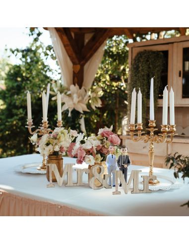 Mot à Poser 3D en Bois "Mr & Mme" - Dimensions : 38 x 6,5 x 1,2 cm - 3 Déclinaisons Proposées