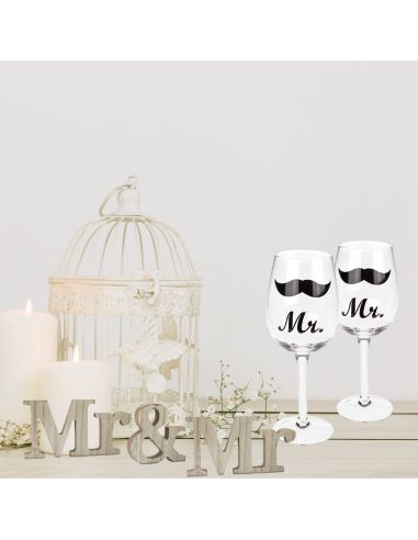 Mot à Poser 3D en Bois "Mr & Mme" - Dimensions : 38 x 6,5 x 1,2 cm - 3 Déclinaisons Proposées