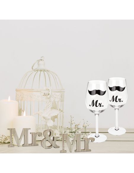 Mot à Poser 3D en Bois "Mr & Mme" - Dimensions : 38 x 6,5 x 1,2 cm - 3 Déclinaisons Proposées