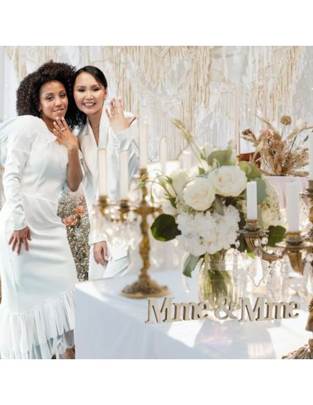 Mot à Poser 3D en Bois "Mr & Mme" - Dimensions : 38 x 6,5 x 1,2 cm - 3 Déclinaisons Proposées