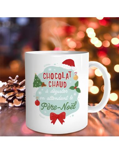 Mug "Un chocolat Chaud, à Déguster en Attendant le Père-Noël" - Dimensions : 12 x 9,7 x 8 cm